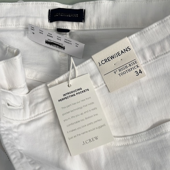 J. Crew 9" mid rise toothpick jeans B3584 white 34 - Picture 6 of 8